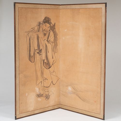 JAPANESE TWO PANEL SCREEN WITH