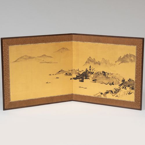 JAPANESE TWO PANEL SCREENInk and
