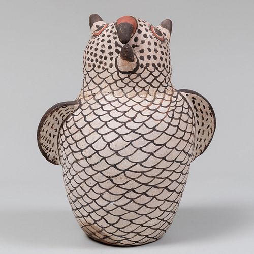 ZUNI PAINTED POTTERY OWL EFFIGY10 2e43a9