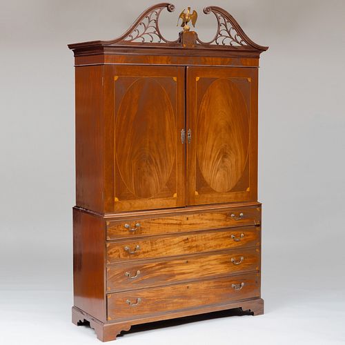 FEDERAL INLAID MAHOGANY LINEN PRESS,