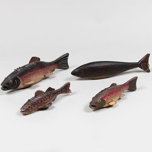 TWO AMERICAN POLYCHROMED WOOD TROUT