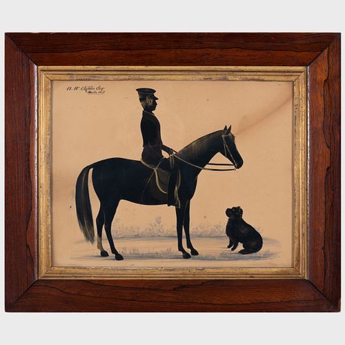 SILHOUETTE OF A MAN ON HORSEBACK