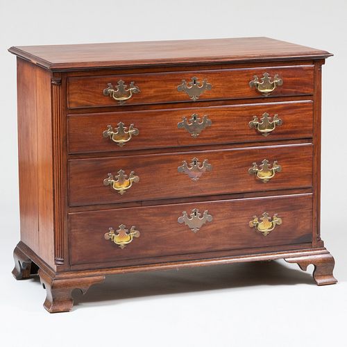 CHIPPENDALE MAHOGANY CHEST OF DRAWERSMarked 2e43ed