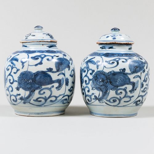 PAIR OF CHINESE BLUE AND WHITE