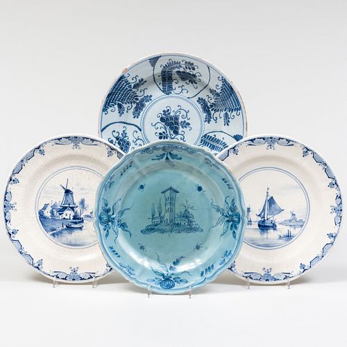 GROUP OF FOUR BLUE AND WHITE DELFT 2e4418