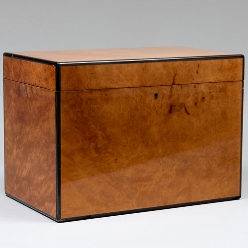 ENGLISH BURLWOOD HUMIDOR, DESIGNED