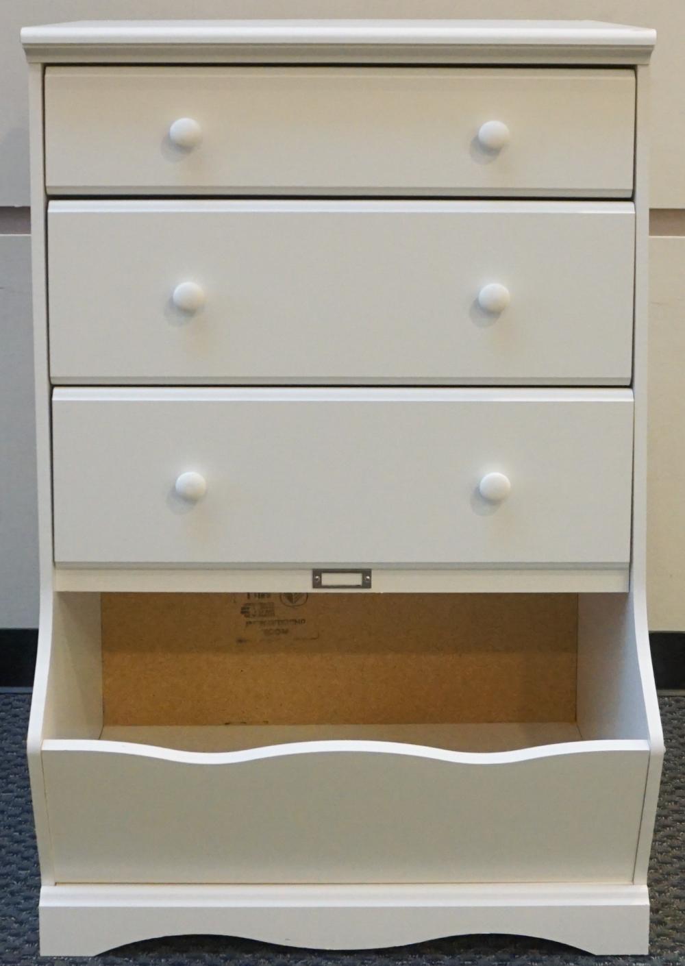 WHITE ENAMEL PAINTED SIDE CHEST