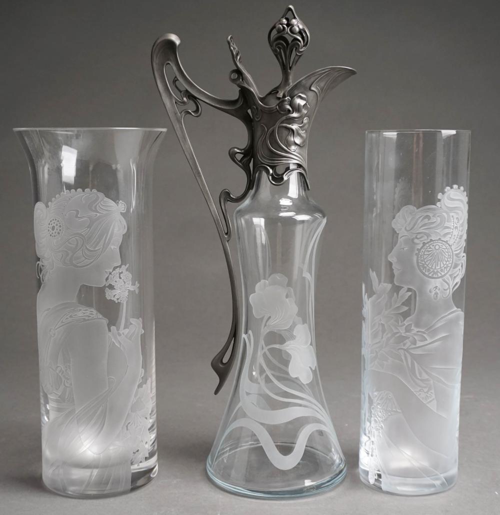 TWO CZECH ART NOUVEAU STYLE ETCHED