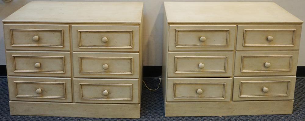 PAIR OF ENAMEL PAINTED FRUITWOOD