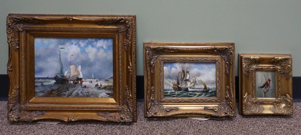 THREE FRAMED OILS ON PANEL LARGER 2e460c