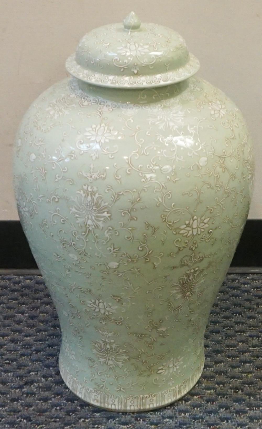 CHINESE GLAZED CERAMIC FLOOR VASE, H: