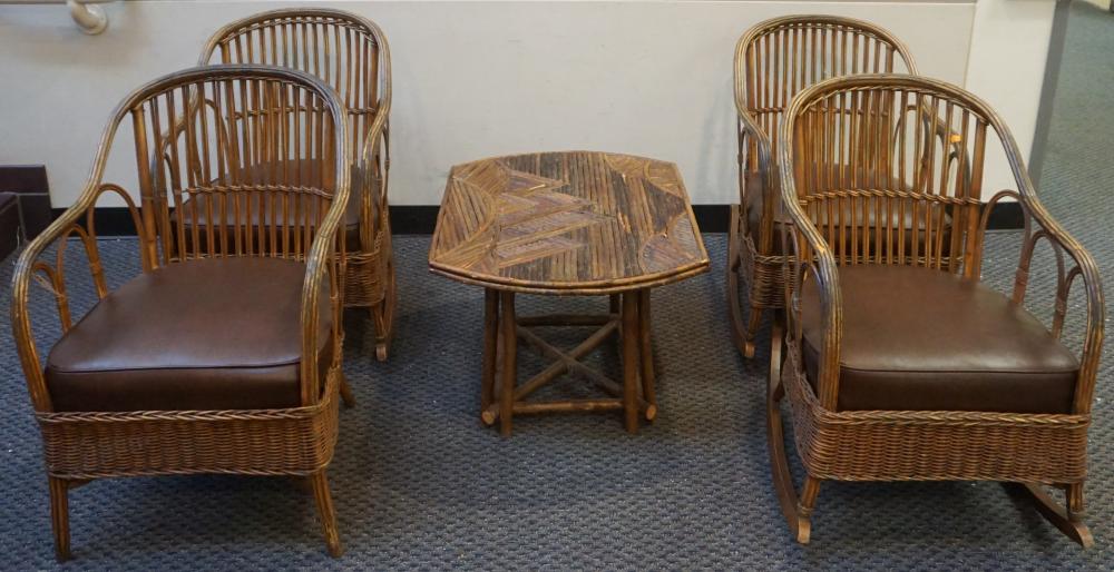 SET OF FOUR RATTAN AND WICKER ARM 2e4683