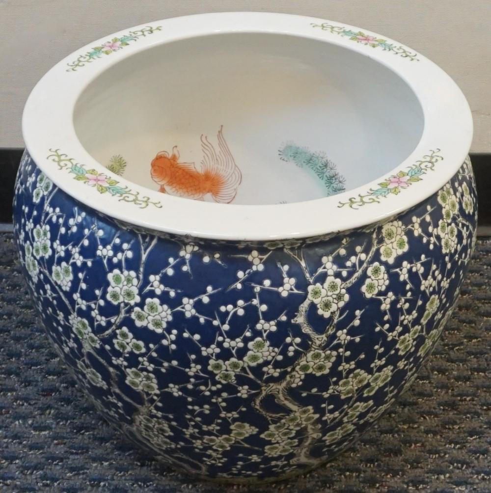 CHINESE PORCELAIN FISH BOWL, H: