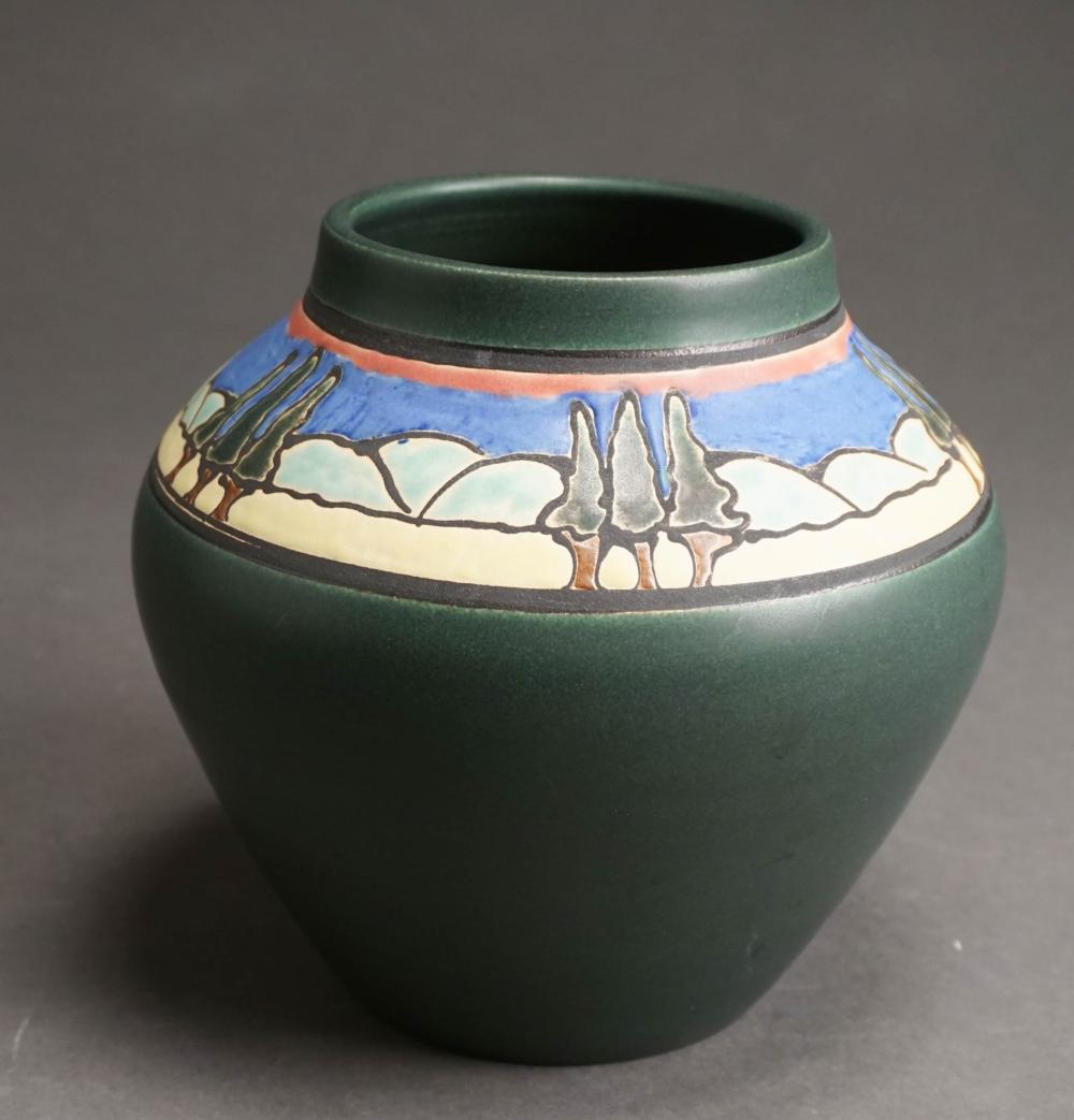 DOOR DECORATED POTTERY VASE BY