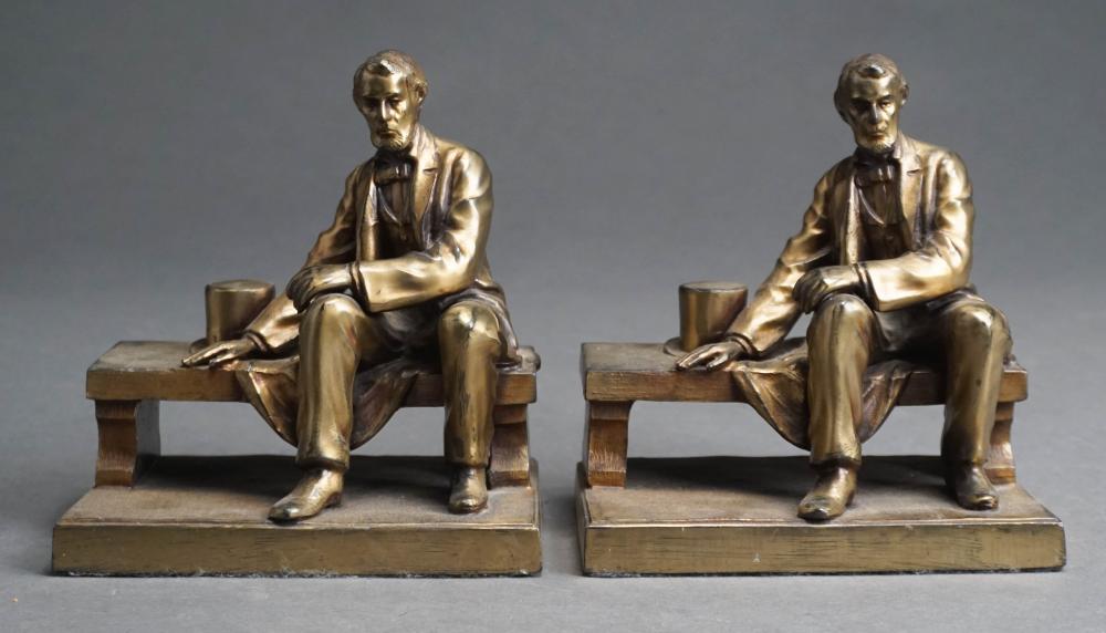 PAIR PATINATED METAL ABRAHAM LINCOLN