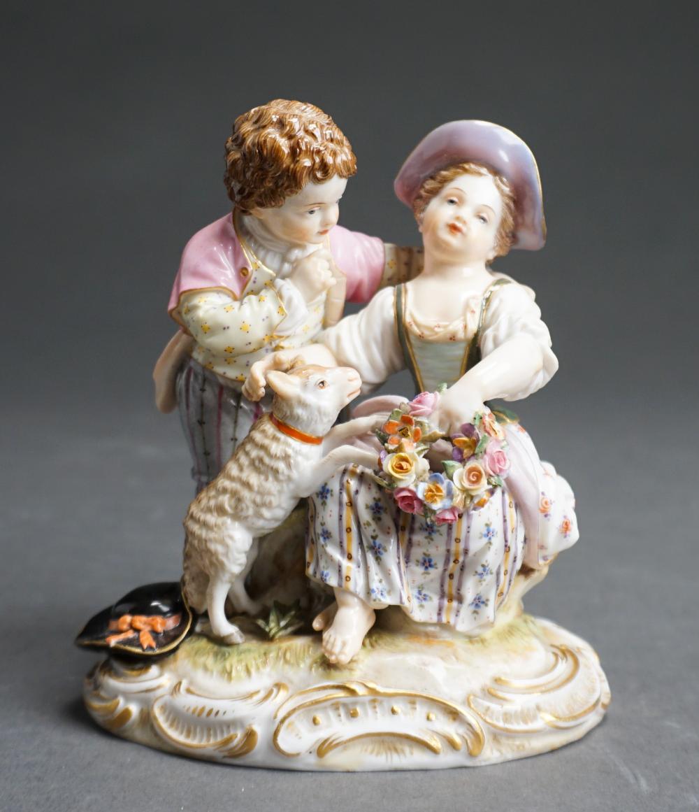 MEISSEN FIGURAL GROUP OF BOY AND 2e4742
