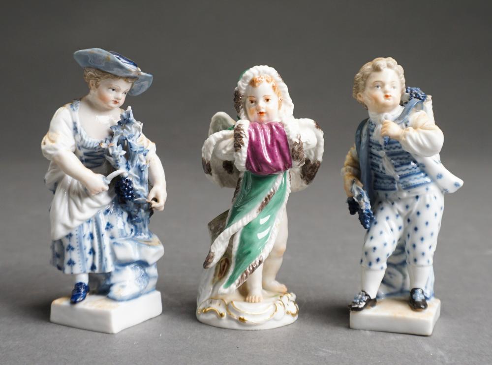 THREE MEISSEN BLUE AND WHITE AND