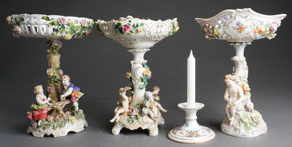 THREE GERMAN FLORAL ENCRUSTED PORCELAIN 2e476c