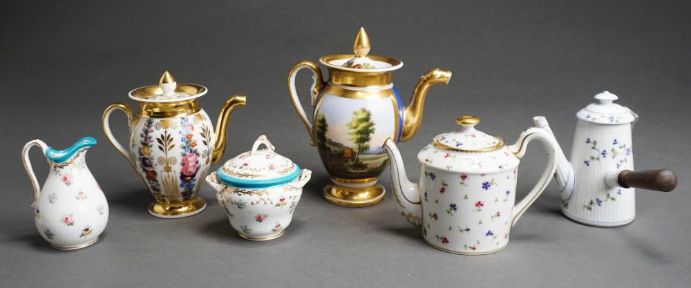 GROUP OF SIX FRENCH AND SWISS PORCELAIN