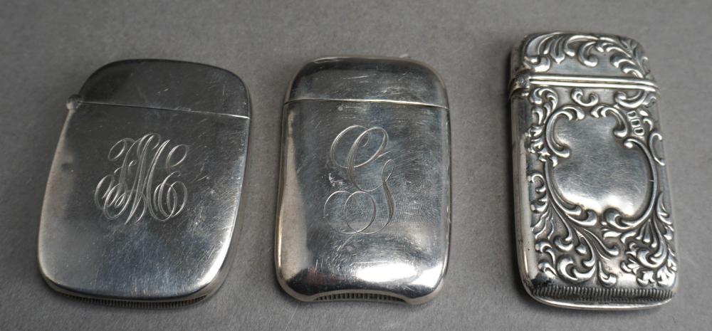 THREE STERLING SILVER MATCH CASES,