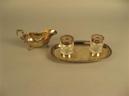 Silverplate inkstand and sauce