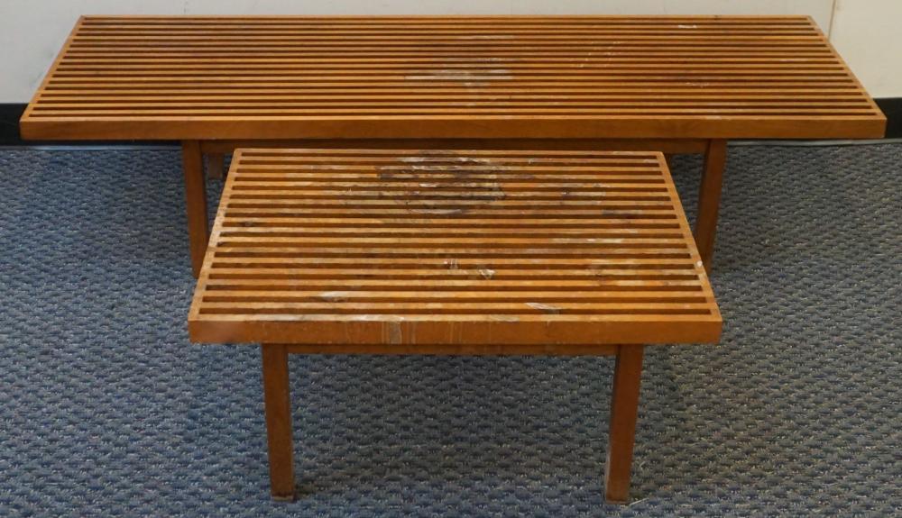 MID CENTURY MODERN TEAK SLAT BENCH 2e4890