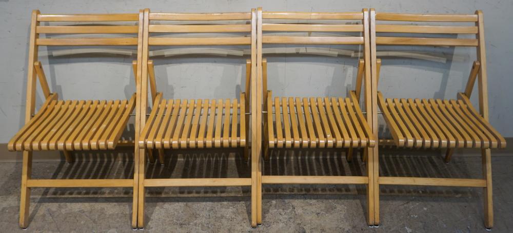 SET OF FOUR MAPLE FOLDING SIDE CHAIRSSet