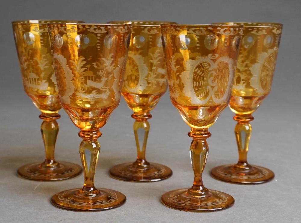 SET OF FIVE CZECH ORANGE-TO-CLEAR