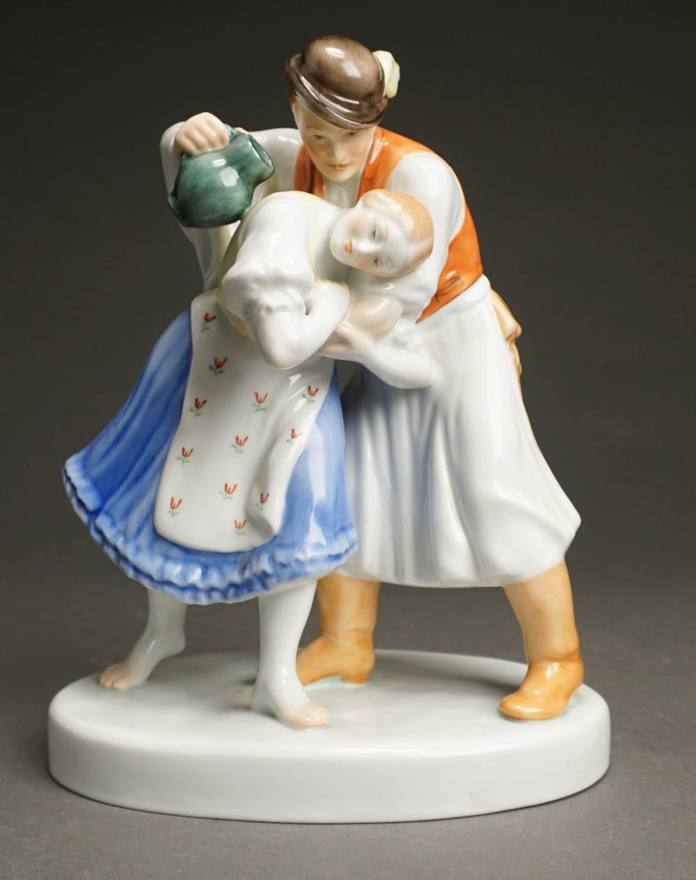 HEREND PORCELAIN FIGURAL GROUP,