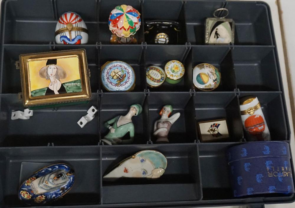 GROUP OF ENAMEL BOXES AND OTHER