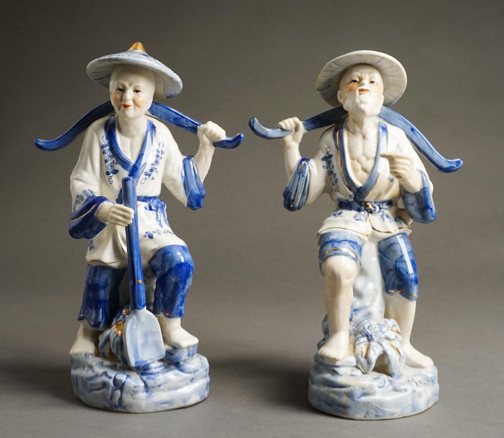 PAIR CHINESE BLUE AND WHITE PARTIAL