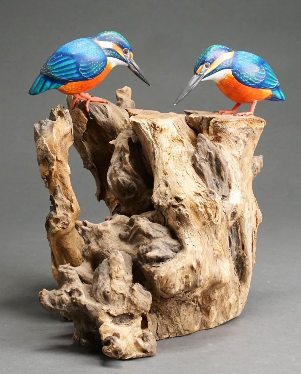 DRIFTWOOD SCULPTURE WITH PERCHED