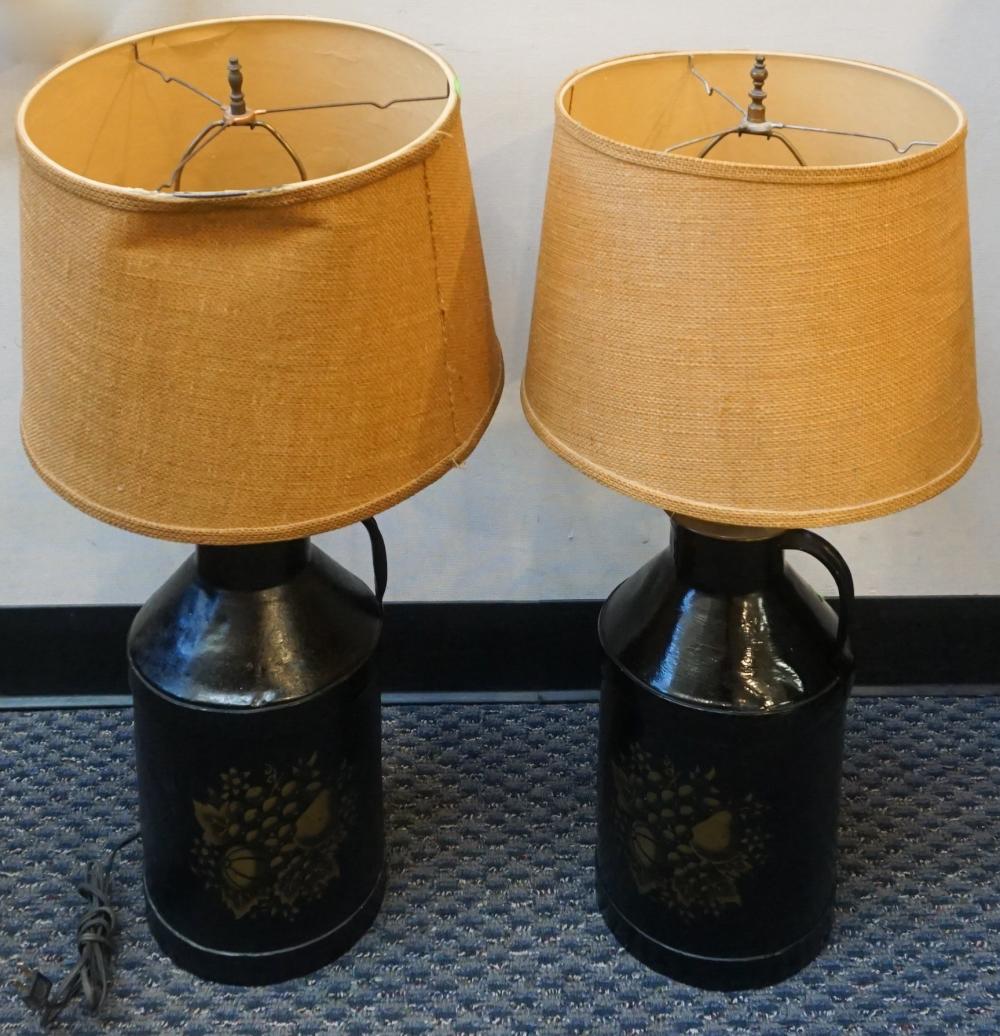 PAIR TOLE JUGS MOUNTED AS TABLE