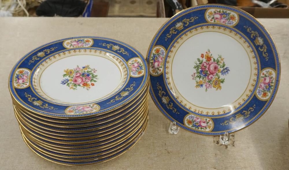 FOURTEEN COALPORT FLORAL DECORATED BLUE