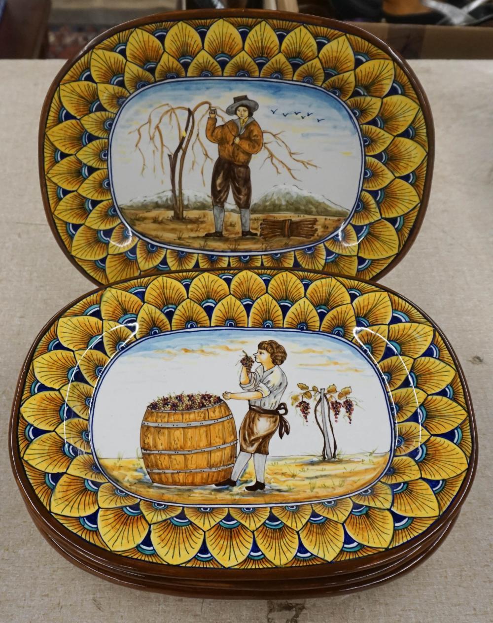 FOUR ITALIAN MAJOLICA ELONGATED