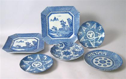 Six pieces blue and white tablewares