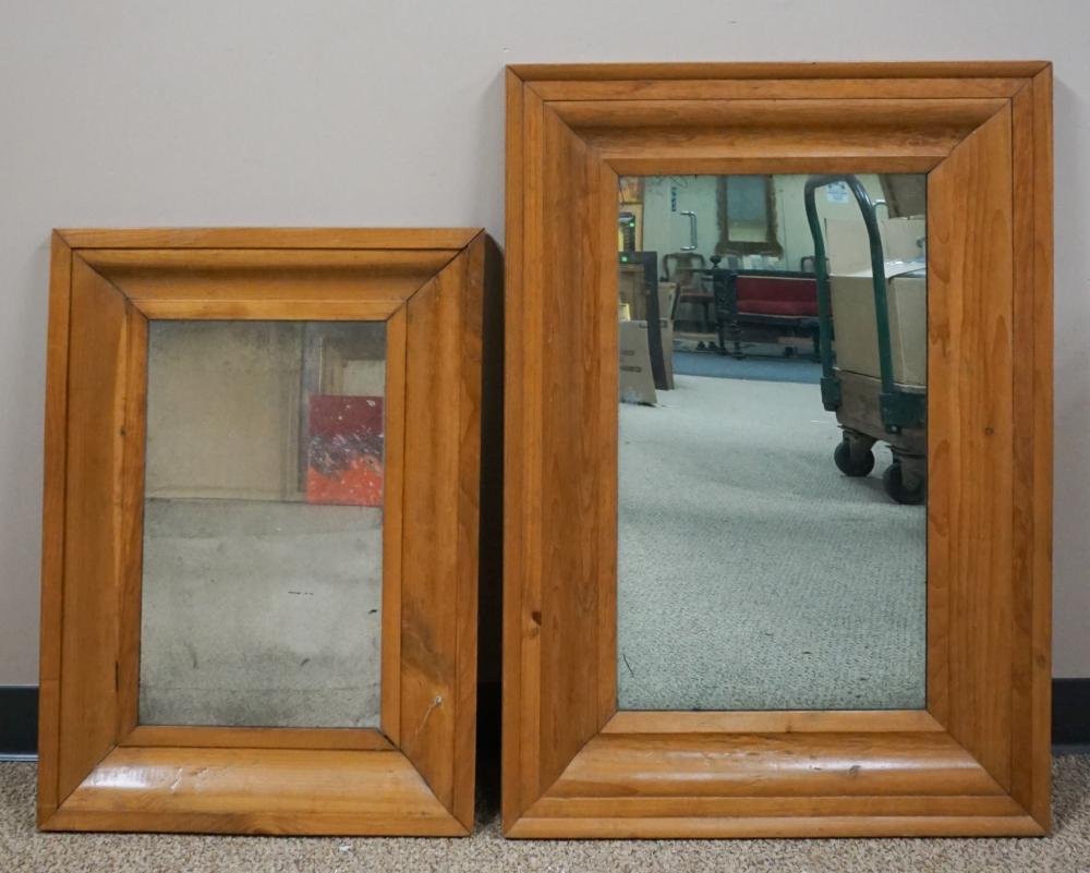TWO PINE FRAME MIRRORS, LARGER