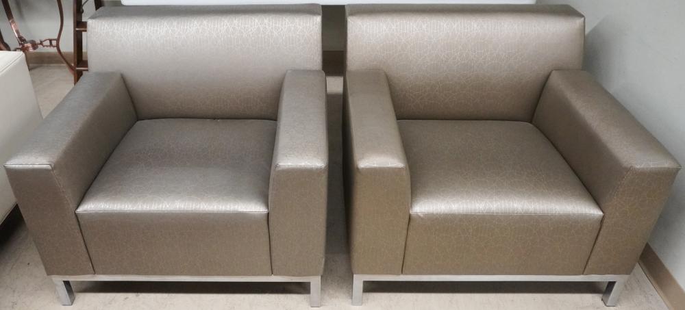 PAIR HBF UPHOLSTERED BRUSHED STEEL 2e72a9