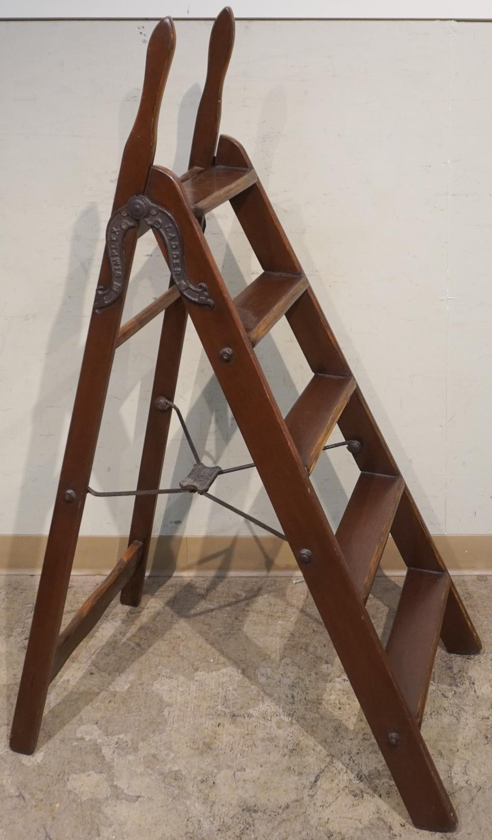 SIMPLEX STAINED WOOD FOLDING LADDER,