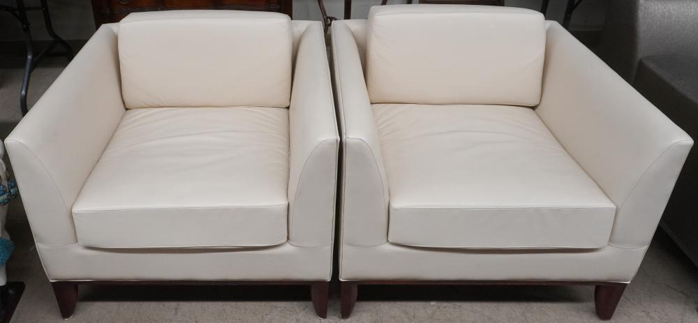 PAIR BERNHARDT BEIGE LEATHER UPHOLSTERED 2e72fb