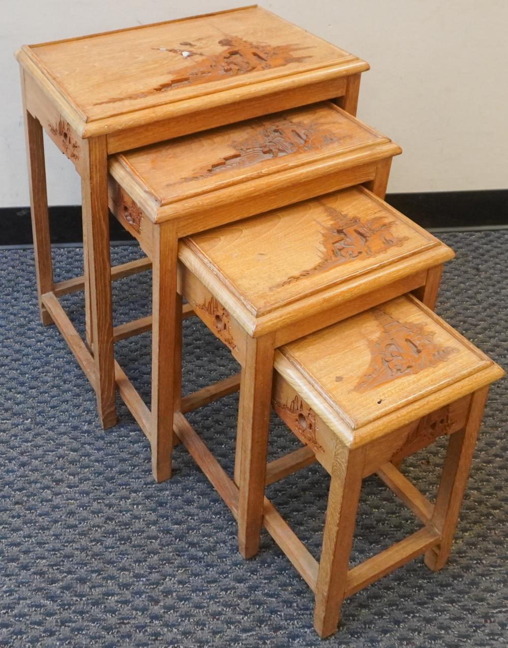 NEST OF FOUR CHINESE HARDWOOD TABLES,