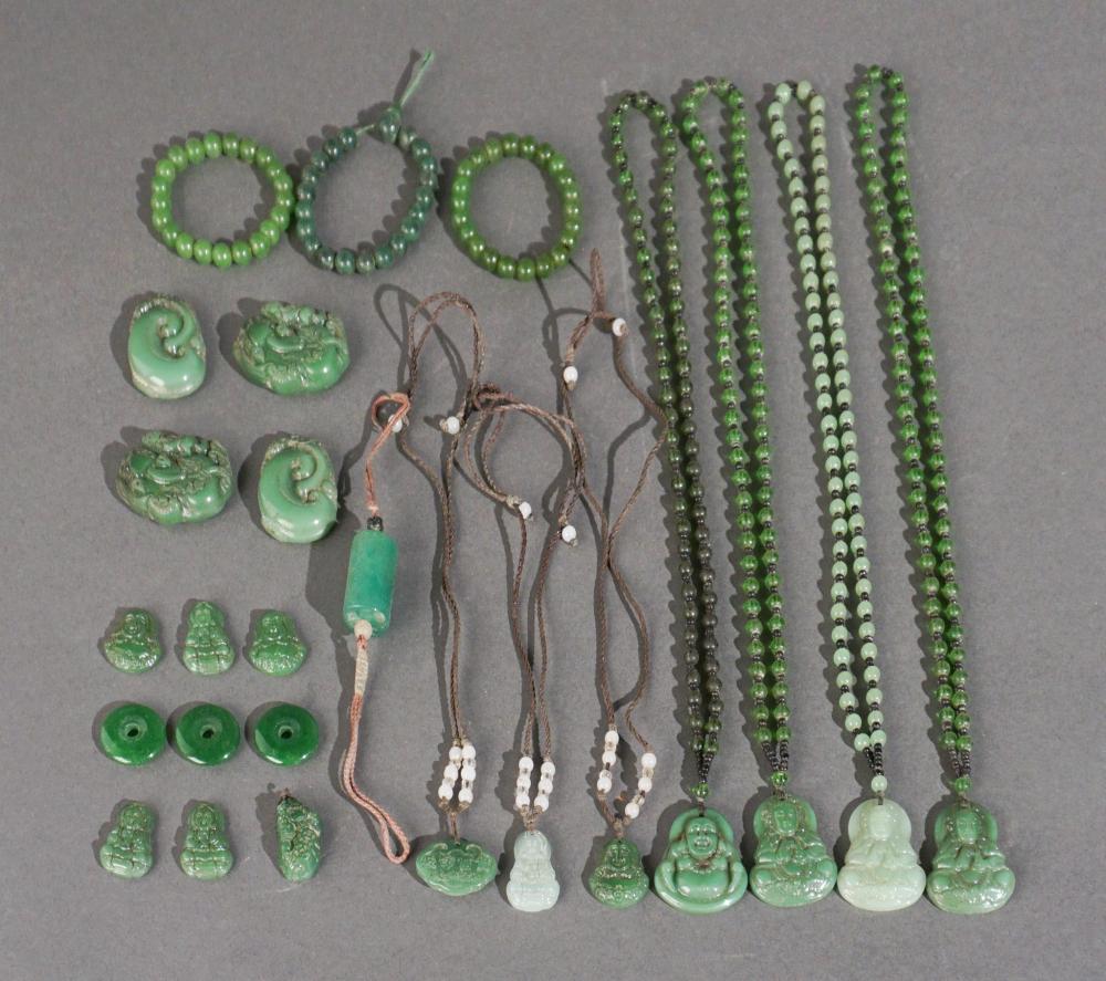 COLLECTION OF CHINESE GREEN HARDSTONE 2e7392