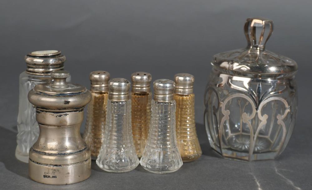 GROUP OF SILVER MOUNTED SALT AND