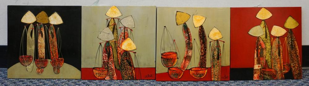 SET OF FOUR UNFRAMED LACQUERED 2e73f8