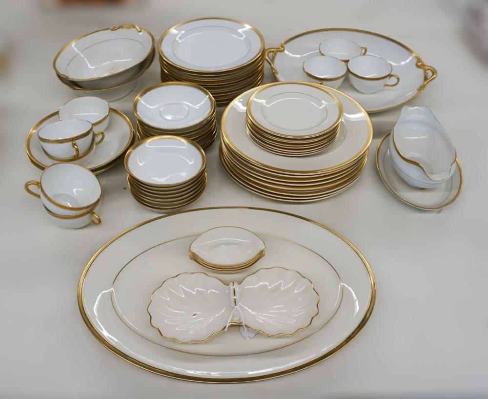 ASSEMBLED 63-PIECE GOLD-RIMMED PORCELAIN