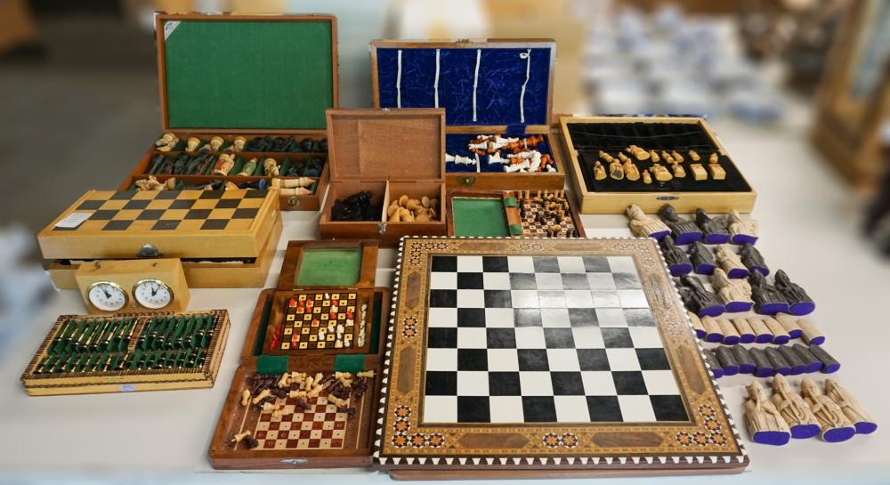 COLLECTION OF INLAID WOOD CHESSBOARDS