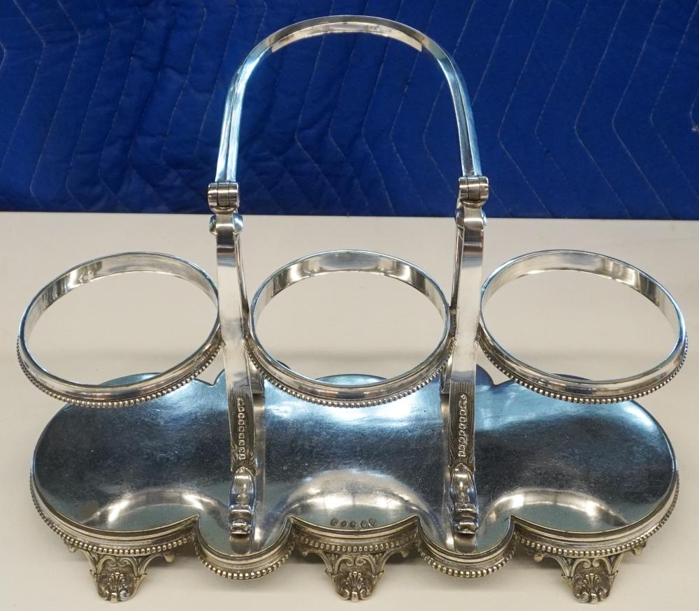 ENGLISH SILVERPLATE BOTTLE RACK,