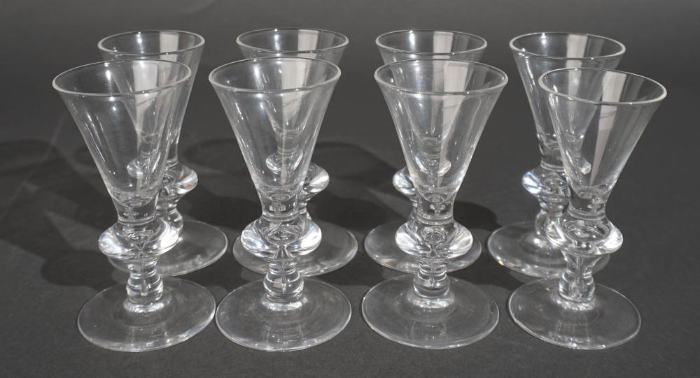 SET OF EIGHT STEUBEN CRYSTAL CORDIALS,