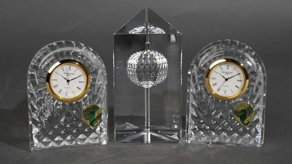 TWO WATERFORD CRYSTAL DESK CLOCKS