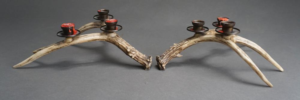 PAIR OF FAUX TIN MOUNTED ANTLER